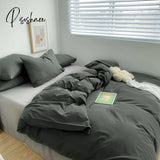 Pisoshare Ins Solid Color Washed Cotton Bedding Sets Full Queen Size Simple Student Dormitory Quilt