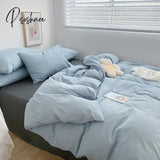 Pisoshare Ins Solid Color Washed Cotton Bedding Sets Full Queen Size Simple Student Dormitory Quilt