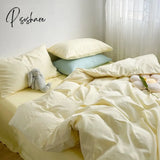 Pisoshare Ins Solid Color Washed Cotton Bedding Sets Full Queen Size Simple Student Dormitory Quilt