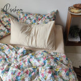 Pisoshare Ins Style Cotton Bedding Set Vintage Floral Fitted Sheet Duvet Cover Pillowcase Full