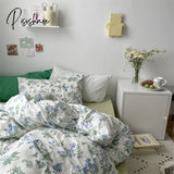 Pisoshare Ins Style Cotton Bedding Set Vintage Floral Fitted Sheet Duvet Cover Pillowcase Full