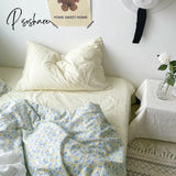 Pisoshare Ins Style Cotton Bedding Set Vintage Floral Fitted Sheet Duvet Cover Pillowcase Full