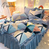 Pisoshare Ins Sweet Heart Bedding Set Cute Girls Lace Princess Bed Sheet Skirt Ruffle Full Queen