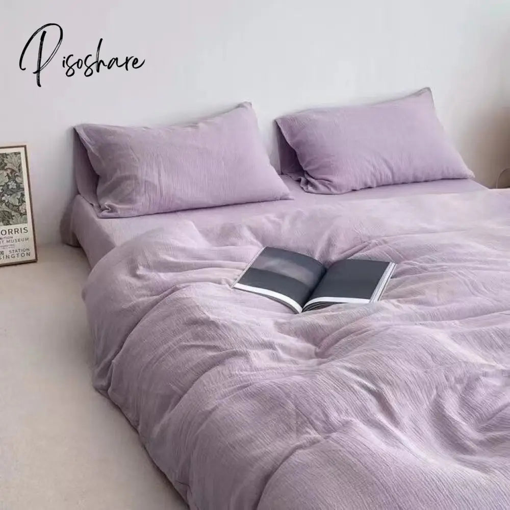 Pisoshare Ins Wind New Plain Color Bed Products Four-Piece Wash Cotton Naked Sleeping Solid Quilt