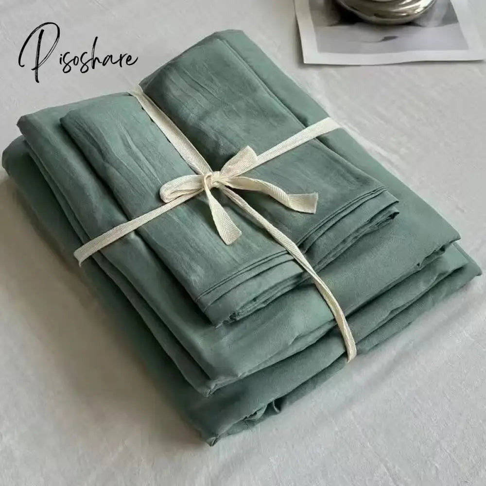 Pisoshare Ins Wind New Plain Color Bed Products Four-Piece Wash Cotton Naked Sleeping Solid Quilt