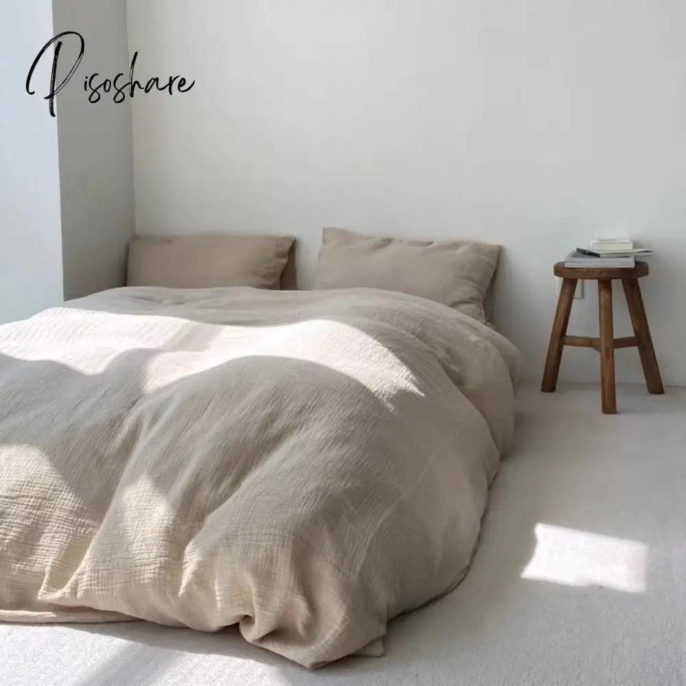 Pisoshare Ins Wind New Plain Color Bed Products Four-Piece Wash Cotton Naked Sleeping Solid Quilt
