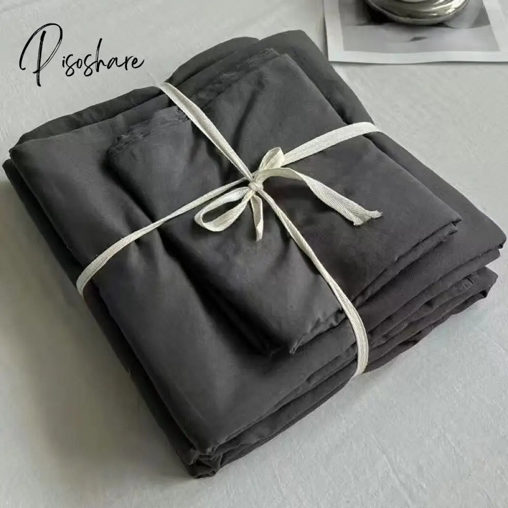 Pisoshare Ins Wind New Plain Color Bed Products Four-Piece Wash Cotton Naked Sleeping Solid Quilt