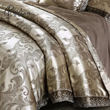 Pisoshare Jacquard Bedding Sets Queen King Size 4Pcs Lace Satin Duvet Cover Set Wedding Bedclothes