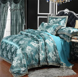 Pisoshare Jacquard Bedding Sets Queen King Size 4Pcs Lace Satin Duvet Cover Set Wedding Bedclothes