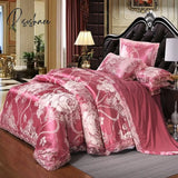 Pisoshare Jacquard Bedding Sets Queen King Size 4Pcs Lace Satin Duvet Cover Set Wedding Bedclothes