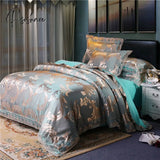 Pisoshare Jacquard Bedding Sets Queen King Size 4Pcs Lace Satin Duvet Cover Set Wedding Bedclothes