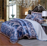 Pisoshare Jacquard Bedding Sets Queen King Size 4Pcs Lace Satin Duvet Cover Set Wedding Bedclothes
