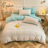 Pisoshare Japan Style Plaid Queen Size Duvet Cover Set With Sheets High Quality Skin Friendly