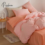 Pisoshare Japan Style Plaid Queen Size Duvet Cover Set With Sheets High Quality Skin Friendly