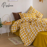 Pisoshare Japan Style Plaid Queen Size Duvet Cover Set With Sheets High Quality Skin Friendly