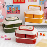 Pisoshare Japanese Style Kawaii Bento Box For Girls School Children Picnic Lunch With Compartments