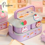 Pisoshare Japanese Style Kawaii Bento Box For Girls School Children Picnic Lunch With Compartments