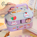 Pisoshare Japanese Style Kawaii Bento Box For Girls School Children Picnic Lunch With Compartments