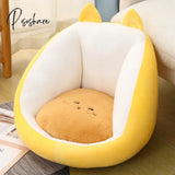 Pisoshare Kawaii Animal Seat Cushion Soft Plush Thicken Tatami Office Backrest Chair Massage Pad