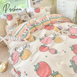 Pisoshare Kawaii Bear Bedding Sets Luxury Egyptian Cotton Duvet Cover Cute Lace Bed Sheet Fitted