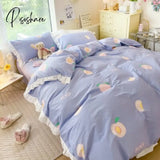 Pisoshare Kawaii Bear Bedding Sets Luxury Egyptian Cotton Duvet Cover Cute Lace Bed Sheet Fitted