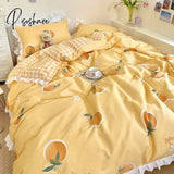 Pisoshare Kawaii Bear Bedding Sets Luxury Egyptian Cotton Duvet Cover Cute Lace Bed Sheet Fitted