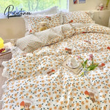 Pisoshare Kawaii Bear Bedding Sets Luxury Egyptian Cotton Duvet Cover Cute Lace Bed Sheet Fitted