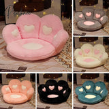 Pisoshare Kawaii Bear Cat Paw Cushion For Office Seat Backrest Pillow Plush Sofa Back Pad Cute