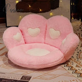 Pisoshare Kawaii Bear Cat Paw Cushion For Office Seat Backrest Pillow Plush Sofa Back Pad Cute