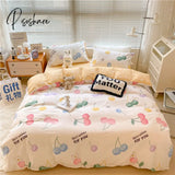 Pisoshare Kawaii Cherry Hearts Bedding Set For Home Cotton Twin Full Queen Size Cute Double Bed