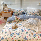 Pisoshare Kawaii Cherry Hearts Bedding Set For Home Cotton Twin Full Queen Size Cute Double Bed