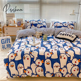 Pisoshare Kawaii Cherry Hearts Bedding Set For Home Cotton Twin Full Queen Size Cute Double Bed