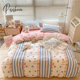 Pisoshare Kawaii Cherry Hearts Bedding Set For Home Cotton Twin Full Queen Size Cute Double Bed