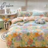 Pisoshare Kawaii Cherry Hearts Bedding Set For Home Cotton Twin Full Queen Size Cute Double Bed