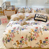 Pisoshare Kawaii Cherry Hearts Bedding Set For Home Cotton Twin Full Queen Size Cute Double Bed