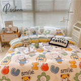 Pisoshare Kawaii Cherry Hearts Bedding Set For Home Cotton Twin Full Queen Size Cute Double Bed