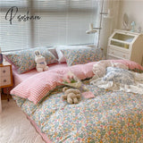 Pisoshare Kawaii Cherry Hearts Bedding Set For Home Cotton Twin Full Queen Size Cute Double Bed