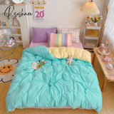 Pisoshare Kawaii Fashion Rainbow Bedding Set 100% Cotton Flat Bed Sheet And Pillowcases Luxury