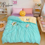 Pisoshare Kawaii Fashion Rainbow Bedding Set 100% Cotton Flat Bed Sheet And Pillowcases Luxury