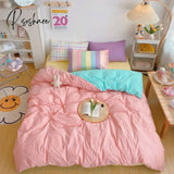Pisoshare Kawaii Fashion Rainbow Bedding Set 100% Cotton Flat Bed Sheet And Pillowcases Luxury