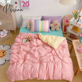 Pisoshare Kawaii Fashion Rainbow Bedding Set 100% Cotton Flat Bed Sheet And Pillowcases Luxury
