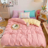 Pisoshare Kawaii Fashion Rainbow Bedding Set 100% Cotton Flat Bed Sheet And Pillowcases Luxury