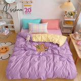 Pisoshare Kawaii Fashion Rainbow Bedding Set 100% Cotton Flat Bed Sheet And Pillowcases Luxury