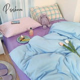 Pisoshare Kawaii Korean Bedding Set For Home Twin Full Queen King Size Cute Fitted Double Bed Sheet