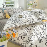 Pisoshare Kawaii Korean Style Flower Bedding Set Twin Full Queen King Size Double Bed Cute Sheet