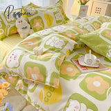 Pisoshare Kawaii Korean Style Flower Bedding Set Twin Full Queen King Size Double Bed Cute Sheet