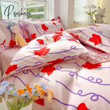 Pisoshare Kawaii Korean Style Flower Bedding Set Twin Full Queen King Size Double Bed Cute Sheet