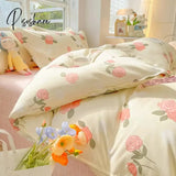 Pisoshare Kawaii Korean Style Flower Bedding Set Twin Full Queen King Size Double Bed Cute Sheet