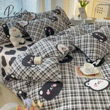 Pisoshare Kawaii Korean Style Flower Bedding Set Twin Full Queen King Size Double Bed Cute Sheet