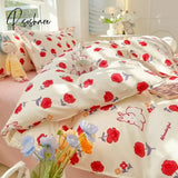 Pisoshare Kawaii Korean Style Flower Bedding Set Twin Full Queen King Size Double Bed Cute Sheet